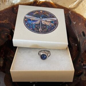 Silver Vintage Modernist Lapis Lazuli Ring